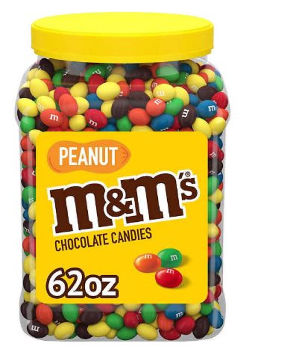 2 PACK | M&M's Peanut Chocolate Candy, Plastic Pantry Size Jar (62 oz.)