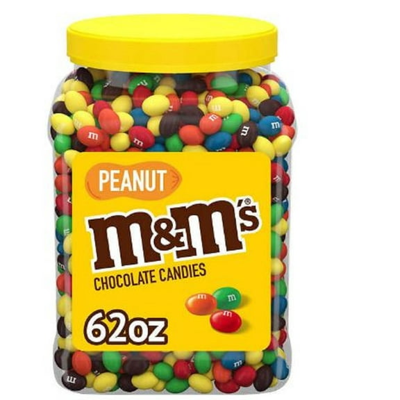 2 PACK | M&M's Peanut Chocolate Candy, Plastic Pantry Size Jar (62 oz.)