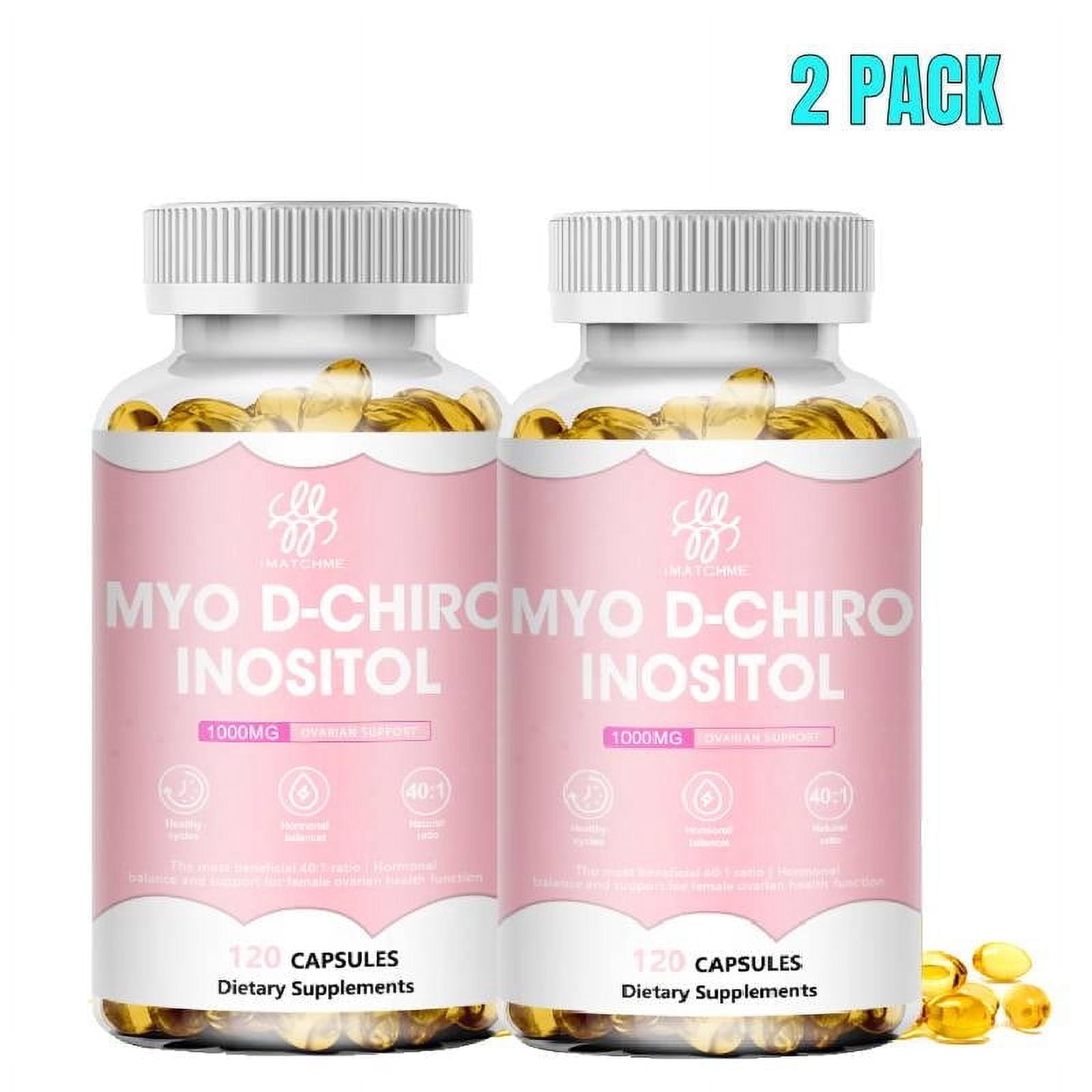 (2 PACK) MYO & D-Chiro Inositol Blend Capsule 1000 MG | Hormone Balance & Healthy Ovarian Support for Women - 100% All-Natural Supplement | 240 Capsules 