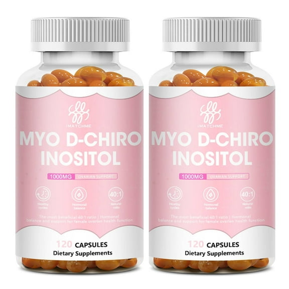 (2 PACK) MYO & D-Chiro Inositol Blend Capsule 1000 MG | Hormone Balance & Healthy Ovarian Support for Women - 100% All-Natural Supplement | 240 Capsules