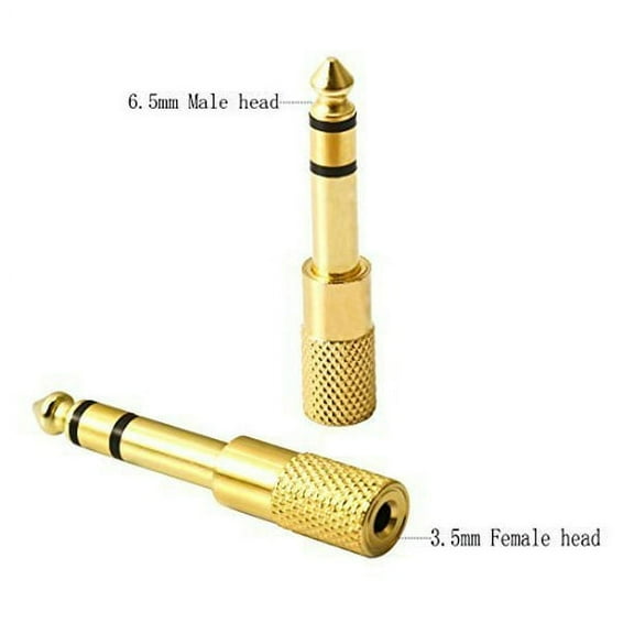 (2-PACK) Maeline Gold Plated 6.35mm (1/4 inch) Male to 3.5mm (1/8 inch) Female Stereo Jack Adapter