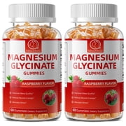(2 Pack)Magnesium Glycinate Gummies - Sugar Free Magnesium Potassium Supplement with Magnesium for Mood Support & Sleep for Adults - 120 Raspberry Gummies