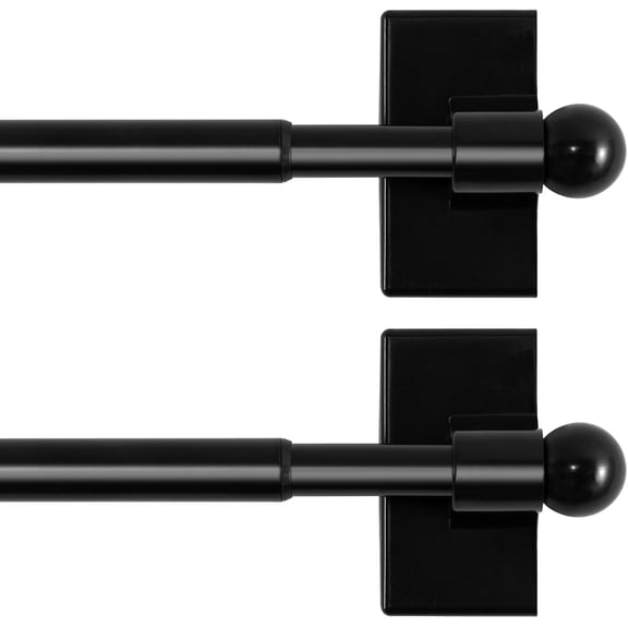 2 PACK Magnetic Curtain Rods for Metal Doors, 9 to 16 Inch, 1/2 Inch Diameter, Multi-Use Adjustable Appliances for French Doors Magnetic Cafe Curtain Rod(Black)