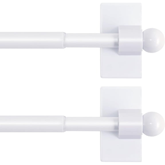2 PACK Magnetic Curtain Rods for Metal Doors, 16 to 28 Inch, 1/2 Inch Diameter, Multi-Use Adjustable Appliances French Doors Cafe Rod(White)