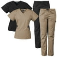 thumbnail image 1 of 2-PACK Medgear 12-Pocket Women's Scrub Set with Silver Snap Detail & Contrast Trim, 1 of 4