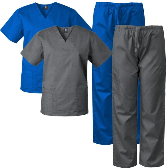 2-PACK Medgear Scrubs for Men and Women Scrubs Set Medical Uniform Scrubs Top and Pants