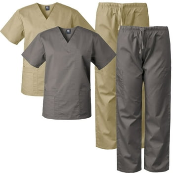 2-PACK Medgear Scrubs for Men and Women Scrubs Set Medical Uniform Scrubs Top and Pants