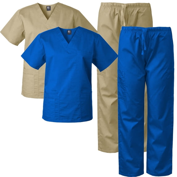 2-PACK Medgear Scrubs for Men and Women Scrubs Set Medical Uniform Scrubs Top and Pants