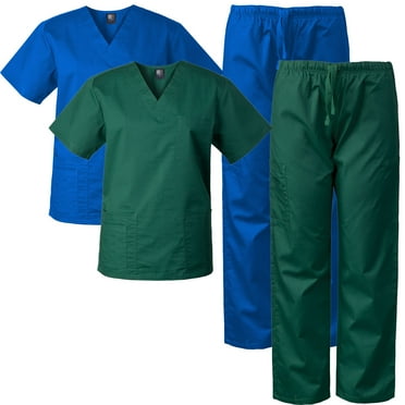 2-PACK Medgear Scrubs for Men and Women Scrubs Set Medical Uniform Scrubs Top and Pants