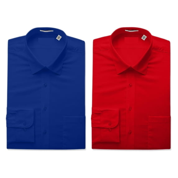 2 PACK Men's Boltini Italy Regular Fit Long Sleeve Classic Button Up Dress Shirt