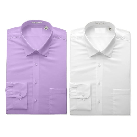 2 PACK Men's Boltini Italy Regular Fit Long Sleeve Classic Button Up Dress Shirt