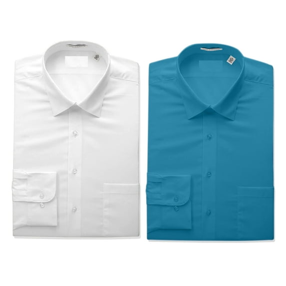 2 PACK Men's Boltini Italy Regular Fit Long Sleeve Classic Button Up Dress Shirt