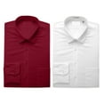 thumbnail image 1 of 2 PACK Men's Boltini Italy Standard Collar Long Sleeve Regular Fit Classic Dress Shirt - Burgundy White, 1 of 11