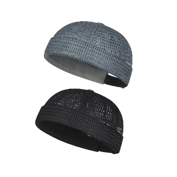 2-PACK Men's Mesh Brimless Cap - Breathable, Cooling, Adjustable & Foldable for Running