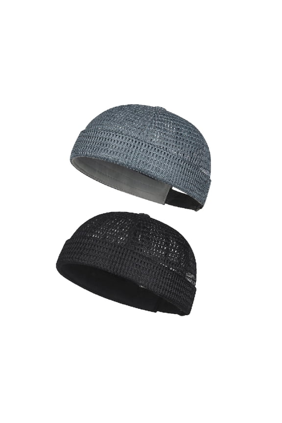 2-PACK Men's Mesh Brimless Cap - Breathable, Cooling, Adjustable & Foldable for Running