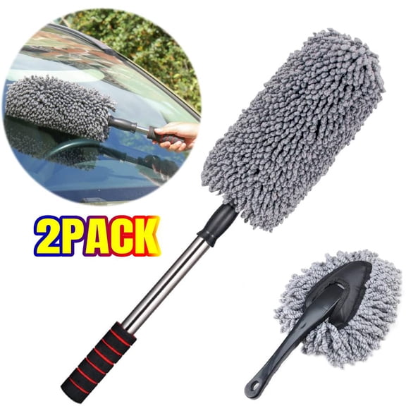 2 PACK Microfiber Car Duster Exterior Scratch Free with Extendable Handle Multipurpose