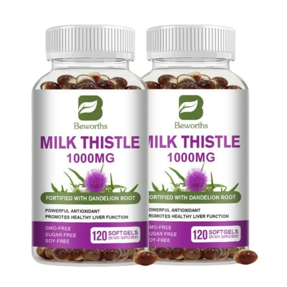 (2 PACK)Milk Thistle 1000mg, Herbal Health Supplement, Supports Liver Health, Rapid Release Softgels, 240 Ct