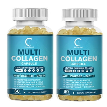 (2 PACK) Multi Collagen Pills 5000mg, Types I, II, III, V & X for Hair Skin and Nails Healthy, 120 Capsules, by GPGP