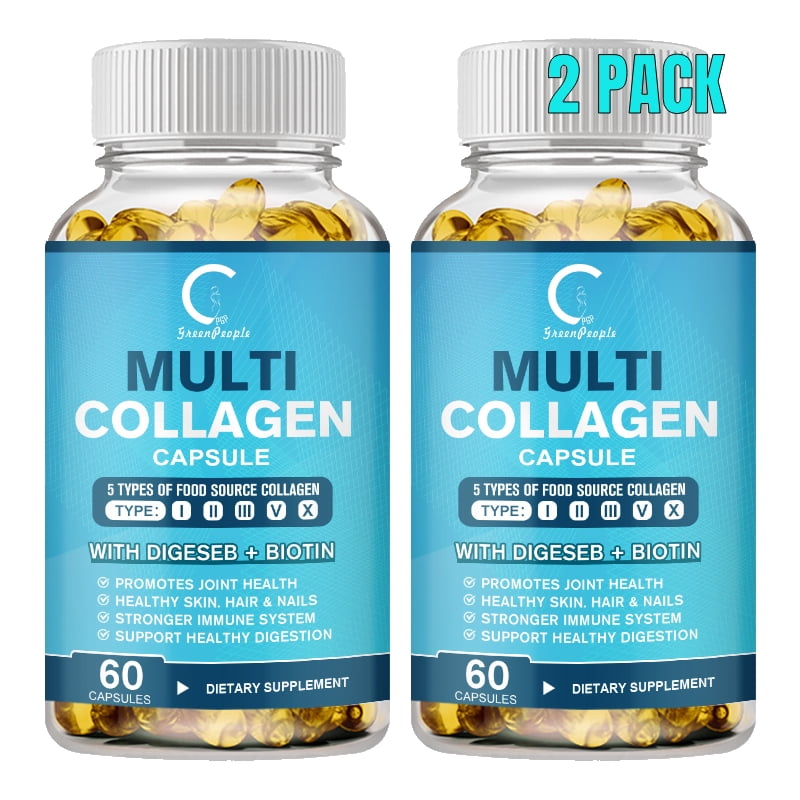 (2 PACK) Multi Collagen Pills, Types I, II, III, V & X 120 Capsules, by GPGP