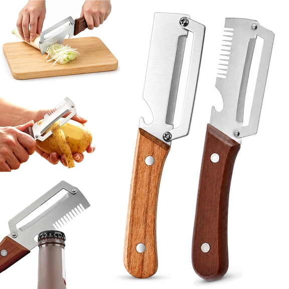 2-PACK Multifunctional Kitchen Vegetable Peeler – Stainless Steel Blade, Ergonomic Handle & Ideal for Fruits and Vegetables 3 In 1 Multi-Function Thickened Fruit Peeler Knife, Peel Julienne