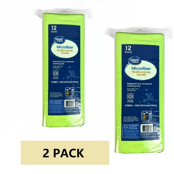 (2 PACK)  Multipurpose Microfiber Household Cleaning Cloth & Wipe, 12 Count, Multicolor