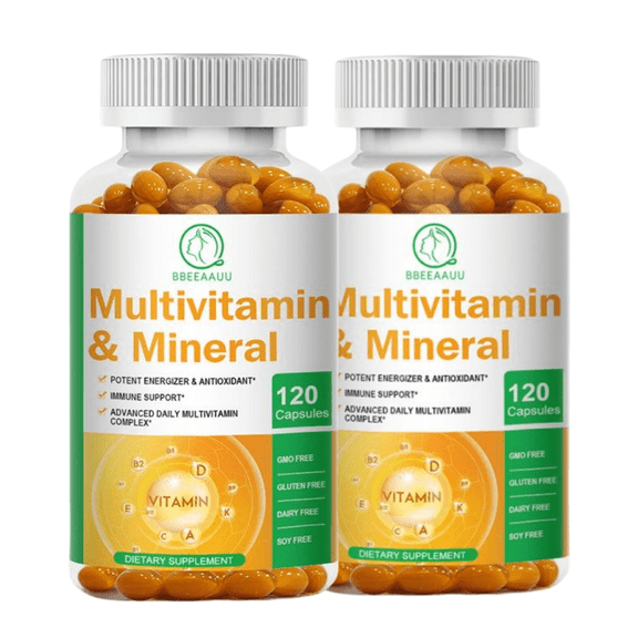 (2 Pack)Multivitamin for Women and Men - Vitamin A, C, B2, B3, B5, B6, B12 Calcium, iron, zinc Supplements, Energy, Stress & Immune Support - 240 Vegetarian Capsules