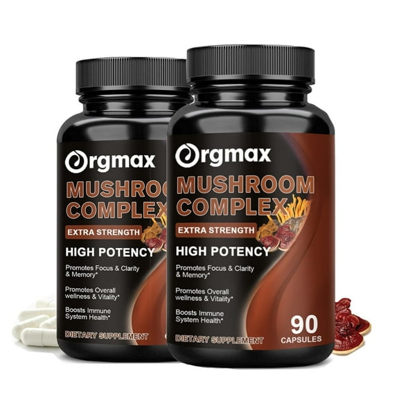 (2 PACK) Mushroom Capsules 2600mg, 10 Blend Mushroom Supplement for Memory & Focus, Dietary Supplements 180 Capsules ﻿