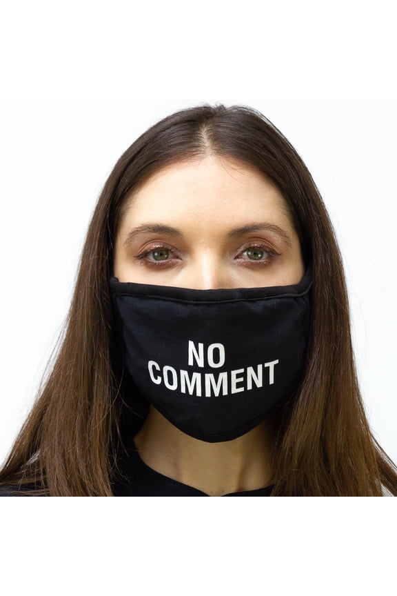 2 PACK 'NO COMMENT' FACE MASK COVERING SET- 1PC BLACK/RED AND 1PC BLACK/WHITE