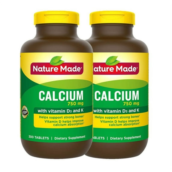 2 PACK | Nature Made 750mg Calcium Tablets, 300 ct.