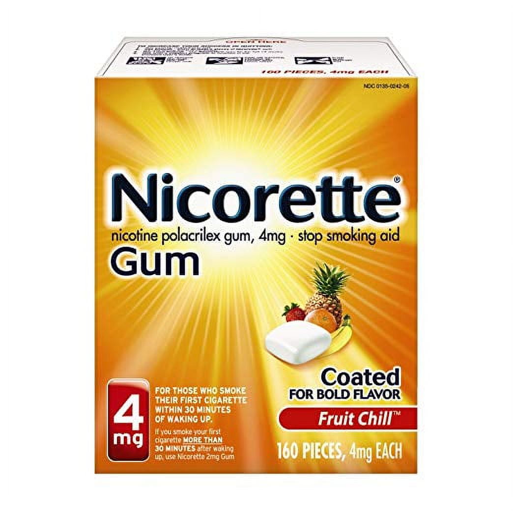 Nicorette 4 mg Nicotine Gum to Quit Smoking - Fruit Chill Flavored Stop Smoking Aid, 160 Count (Pack of 2)
