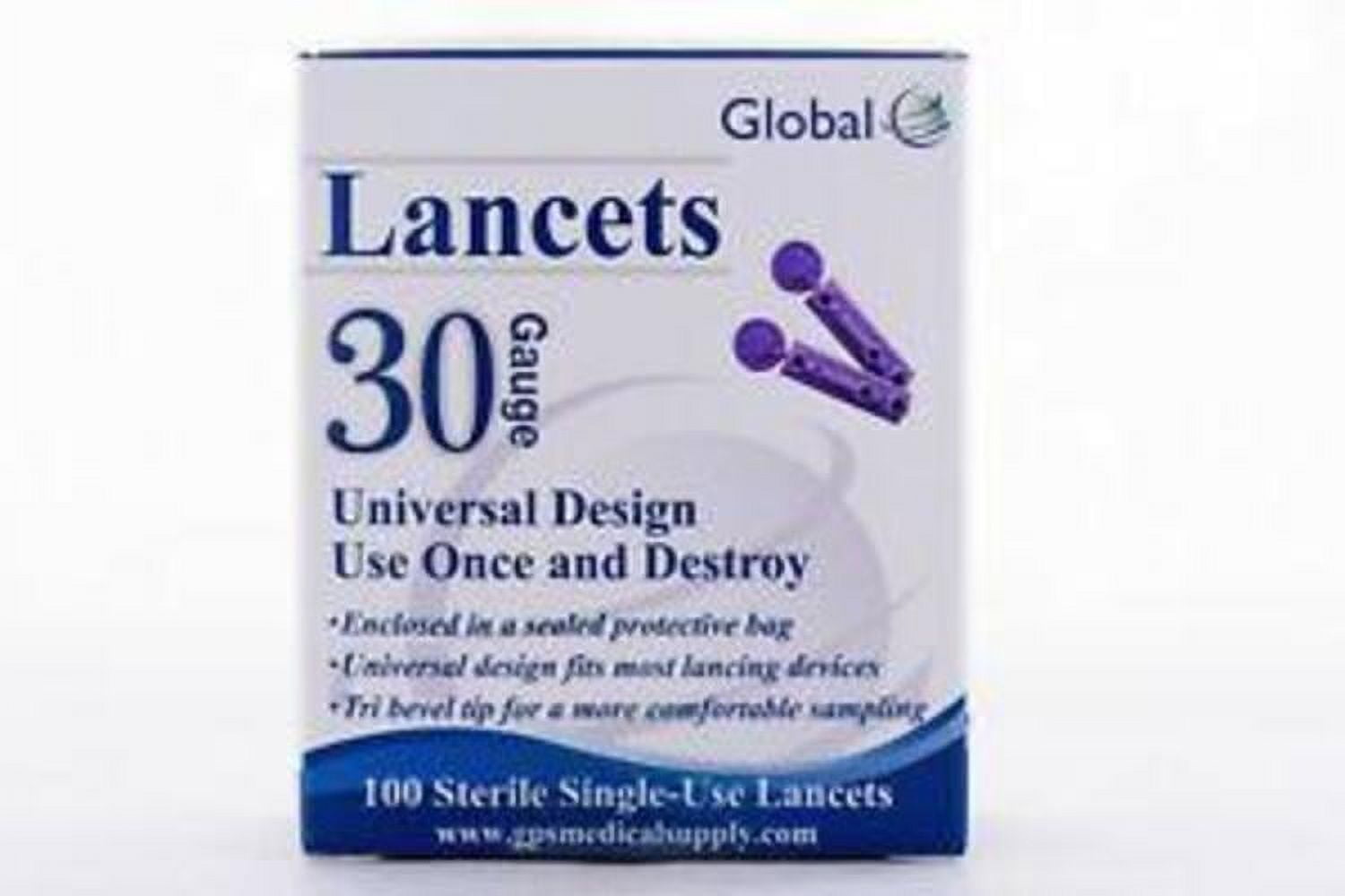 2PACK OF 100 Lancets Global 30g Sterile Universa.