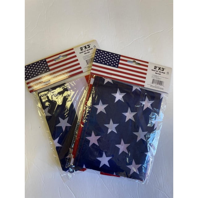 2 PACK OF 2X3 USA FLAG 68D NYLON EXCELLENT WIND RESISTANCE UV BLOCK ...