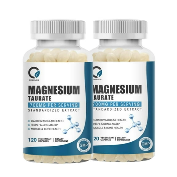 （2 Pack）Orgmax Magnesium Taurate Supplements - 240 Vegan Capsules - Supports Hearth Health, Muscle Cramps, Bone Health, Positive Mood - Non-GMO and Gluten Free