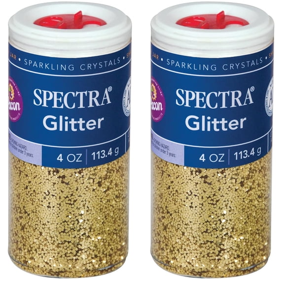(2-PACK) - Pacon Spectra Glitter Sparkling Crystals, 4 oz., Gold