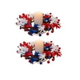 thumbnail image 1 of 2 Pack 4th of July Decorations, Independence Day Themed Candle Wreath Patriotic Floral Centerpiece Decor For Desk Red White Blue Flower Ring For Holiday Celebration, 1 of 7