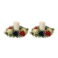 thumbnail image 1 of 2 Pack 4th of July Decorations, Independence Day Themed Candle Wreath Patriotic Floral Centerpiece Decor For Desk Red White Blue Flower Ring For Holiday Celebration, 1 of 7