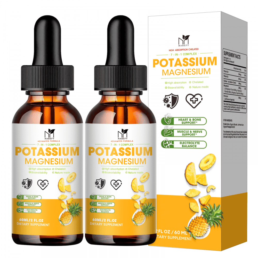 (2 Pack)Potassium Magnesium Supplement Liquid,Magnesium Liquid Drop with Magnesium Citrate,Calcium,Potassium,Vitamin D3, K2 - Magnesium Taurate Supplement for Bone,Heart,Energy,Muscle Support,4 OZ