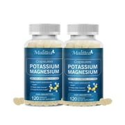 (2 PACK)Potassium Magnesium Supplement,Support Bone, Heart & Nerve Health, Non-GMO, Vegan, 240 Capsules
