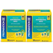 2 PACK, Preparation H Flushable Medicated Hemorrhoidal Wipes Pouch, Maximum Strength Relief With Witch Hazel And Aloe (180 ct)