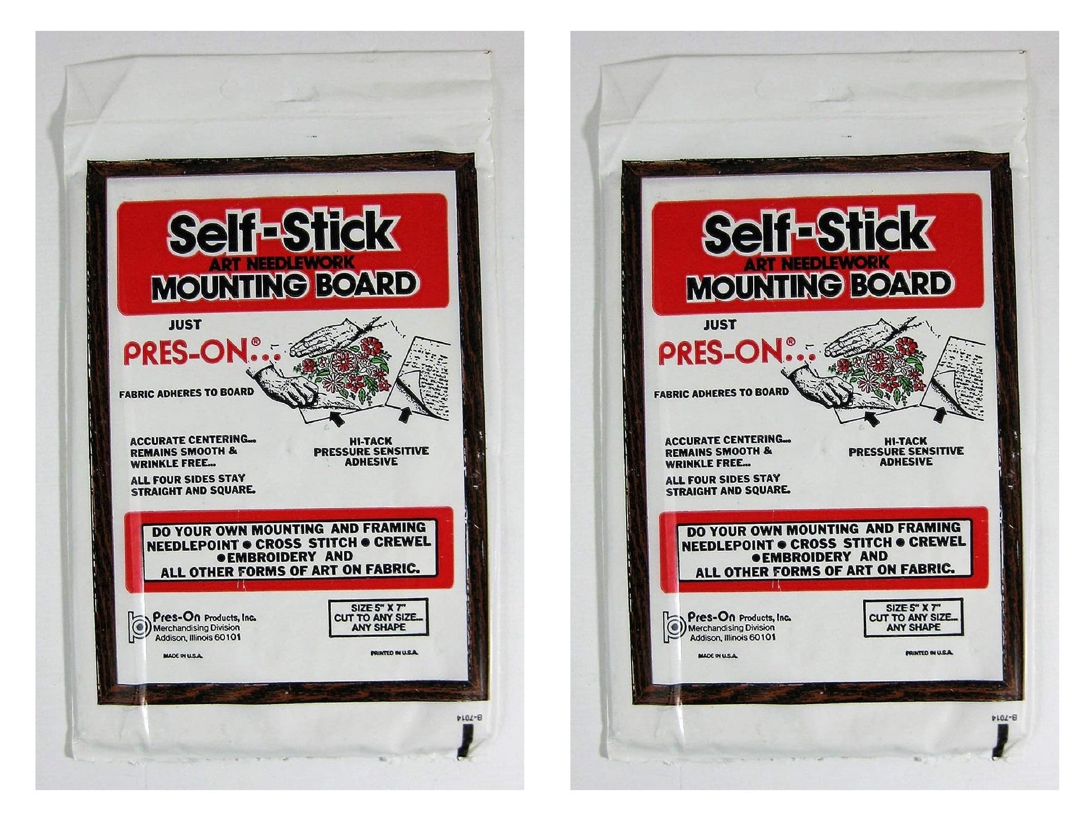 2PACK Preson, SelfStick Mounting Board for Art Needlework, 5X7 White