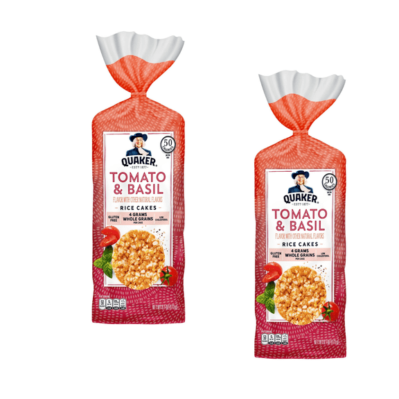 (2 PACK ) Quaker Garden Tomato & Basil Gluten Free Large Rice Cakes - 6.1 oz