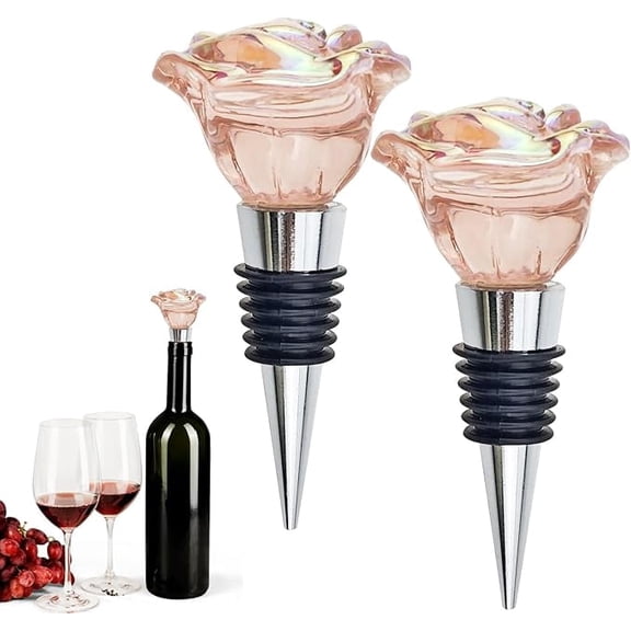 2 PACK Rose Wine Stopper, Bottle Stopper Wine Saver, Reusable Wine Corks For Beverage, Wine Preserver Wine Saver Keep Wine Fresh Wine Accessories Gifts for Wine Lovers, Wedding Favors