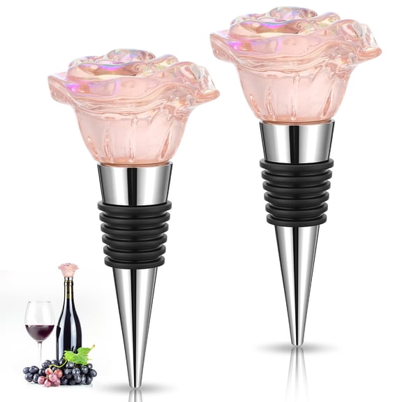 2 PACK Rose Wine Stopper, Bottle Stopper Wine Saver, Reusable Wine Corks For Beverage, Wine Preserver Wine Saver Keep Wine Fresh Wine Accessories Gifts for Wine Lovers, Wedding Favors