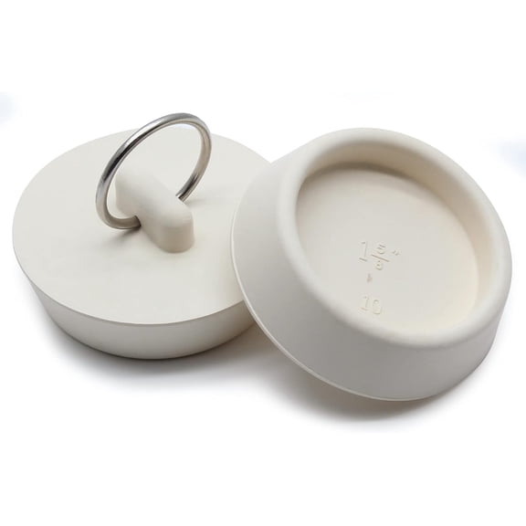2-PACK Rubber Drain Stopper Fits 1-5/8 Inch to 1-3/4 Inch, Bathtub Drain Plug with Hanging Ring, Bathtub Stopper Plug for Kitchen and Bathroom, White