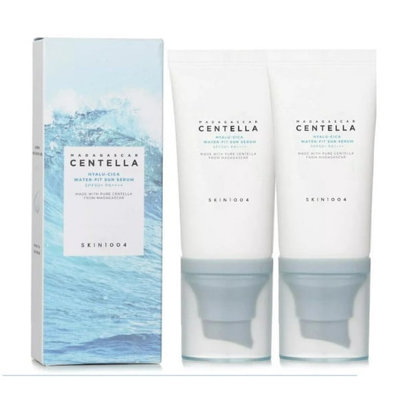 2 PACK - SKIN1004 Madagascar Centella Hyalu-CICA Water-fit Sun Serum SPF 50 PA++++, Organic Sunscreen, Moisturizing Sun Protection Essence, for All Skin Type, 15ml