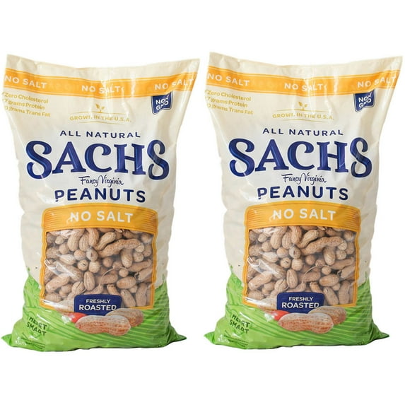 2 PACK | Sachs In-Shell Fancy Virginia Peanuts, Unsalted, 80 oz