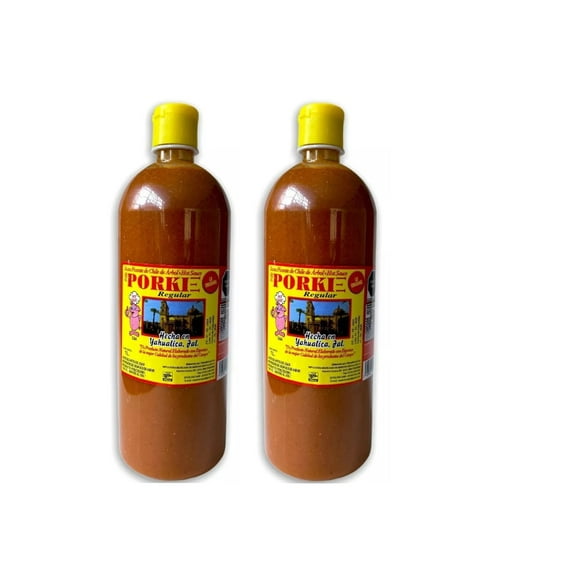 2 PACK | Salsa PORKIE | Salsa Picante de Chile de Arbol | Mexican Hot Sauce | Made in Yahualica, Jalisco. | 1 liter per bottle