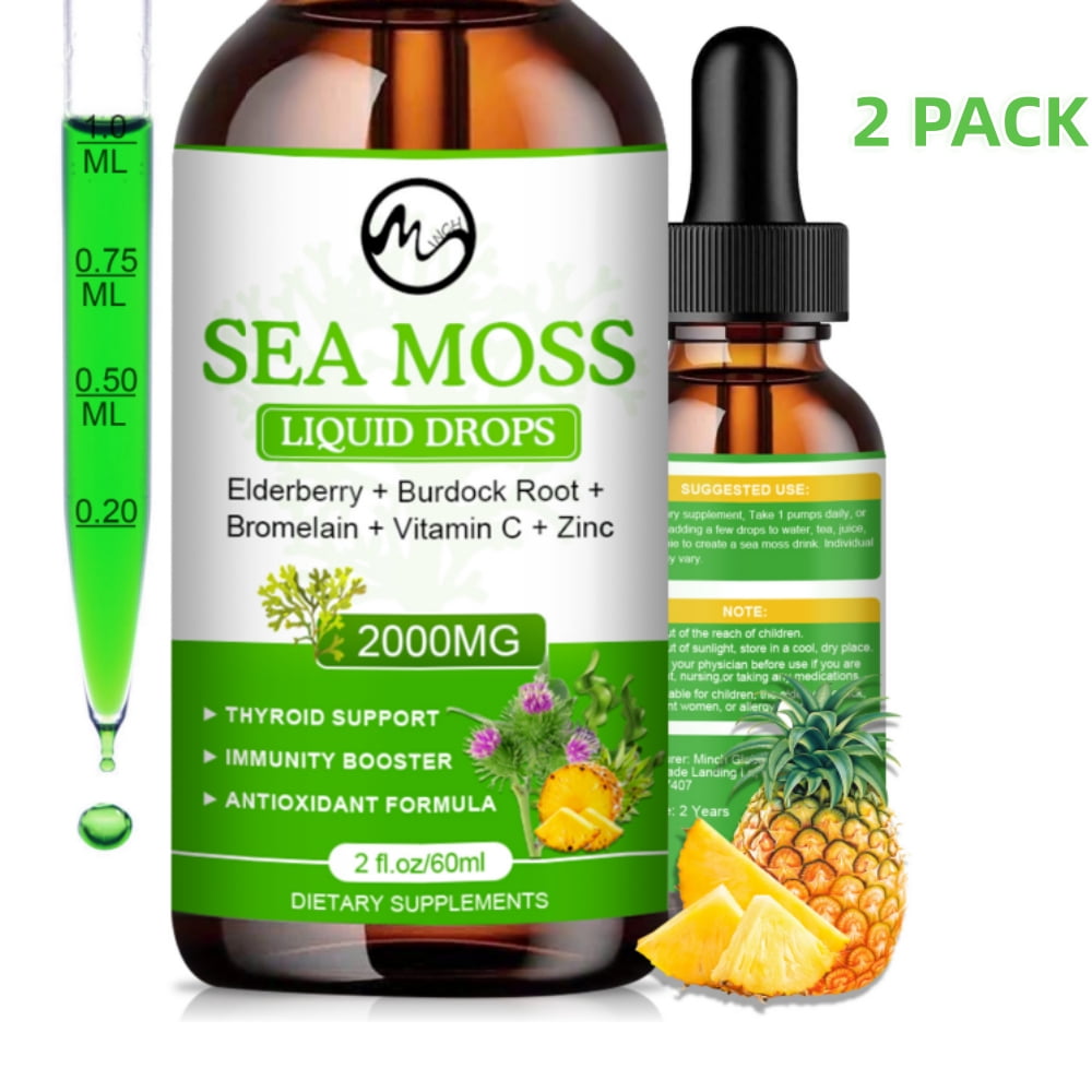 (2 PACK)Sea Moss Liquid Drops Immunity Booster,Thyroid Immunity