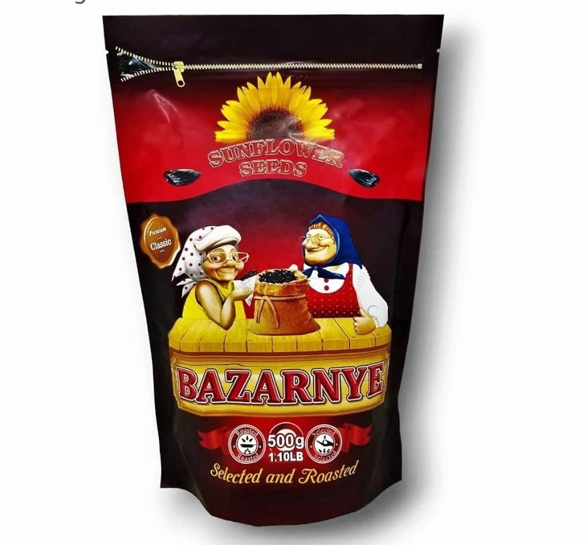2 PACK  Selected and Roasted Sunflower Seeds Bazarnye from Lithuania - 1.10 LB/500g