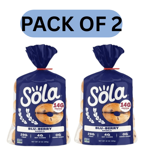 2 PACK Sola Bread Blu-Berry Bagels, Non-GMO, 12 oz, 4 Count